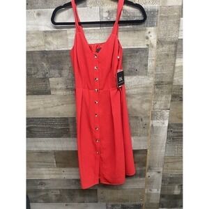 NWT I.N. San Francisco Dress - Size Small - Red - Buttons - Tie in Front